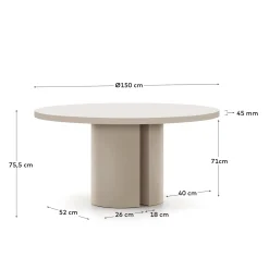 Kave Home Eettafel Nealy Gelakt Mdf Ruwe Afwerking Ø150cm