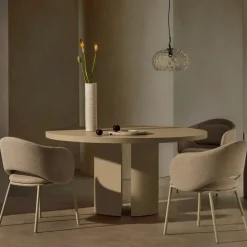 Kave Home Eettafel Nealy Gelakt Mdf Ruwe Afwerking Ø150cm