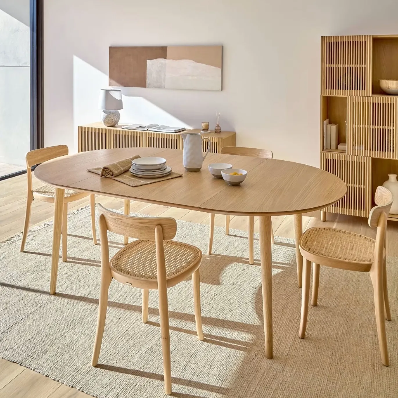 Kave Home Eettafel Oqui Ovaal Naturel Uitschuifbaar 120-200cm