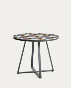 Kave Home Eettafel Tella Rond Staal Tegels Multi Ø90cm
