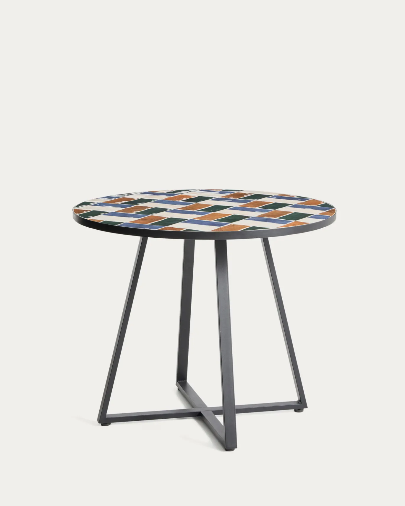 Kave Home Eettafel Tella Rond Staal Tegels Multi Ø90cm