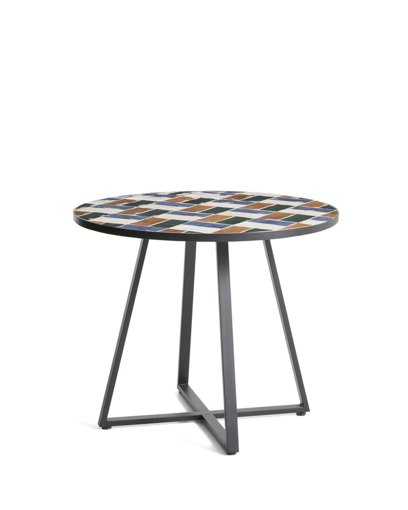 Kave Home Eettafel Tella Rond Staal Tegels Multi Ø90cm