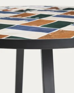 Kave Home Eettafel Tella Rond Staal Tegels Multi Ø90cm