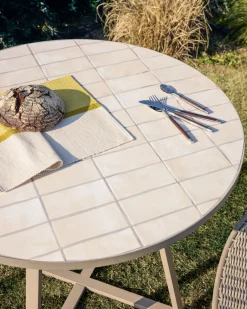 Kave Home Eettafel Tella Rond Staal Tegels Beige Ø120cm