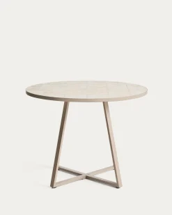 Kave Home Eettafel Tella Rond Staal Tegels Beige Ø120cm