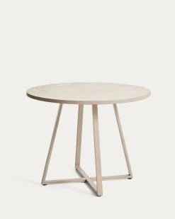 Kave Home Eettafel Tella Rond Staal Tegels Beige Ø120cm
