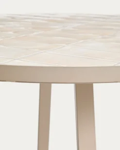 Kave Home Eettafel Tella Rond Staal Tegels Beige Ø120cm