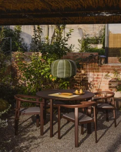 Kave Home Erice Tuinset Aluminium Glas Bruin Ø120cm