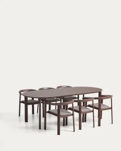Kave Home Erice Tuinset Aluminium Glas Bruin 230x100cm