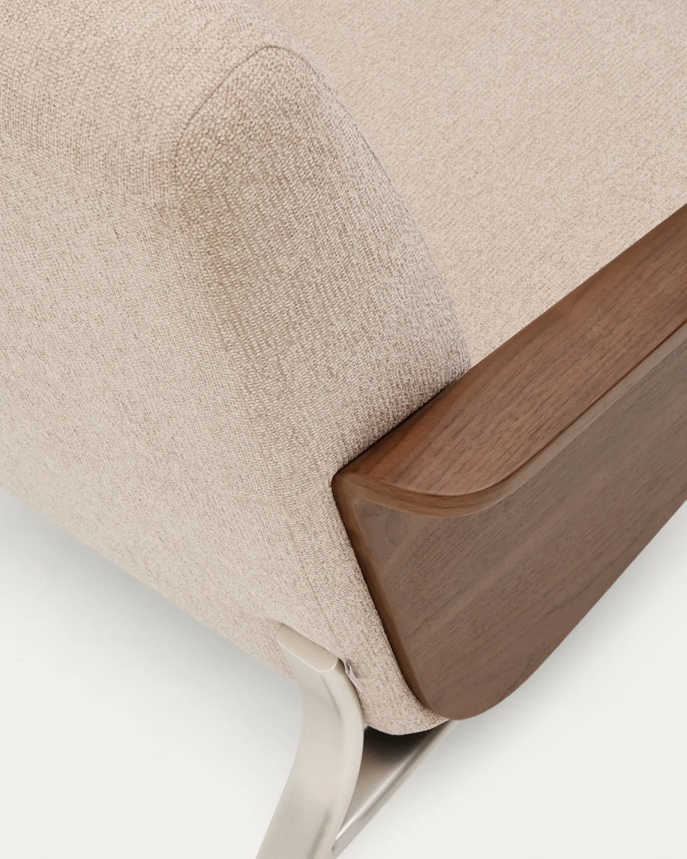 Kave Home Fauteuil Amsen Lichtbruin Walnoot Multiplex
