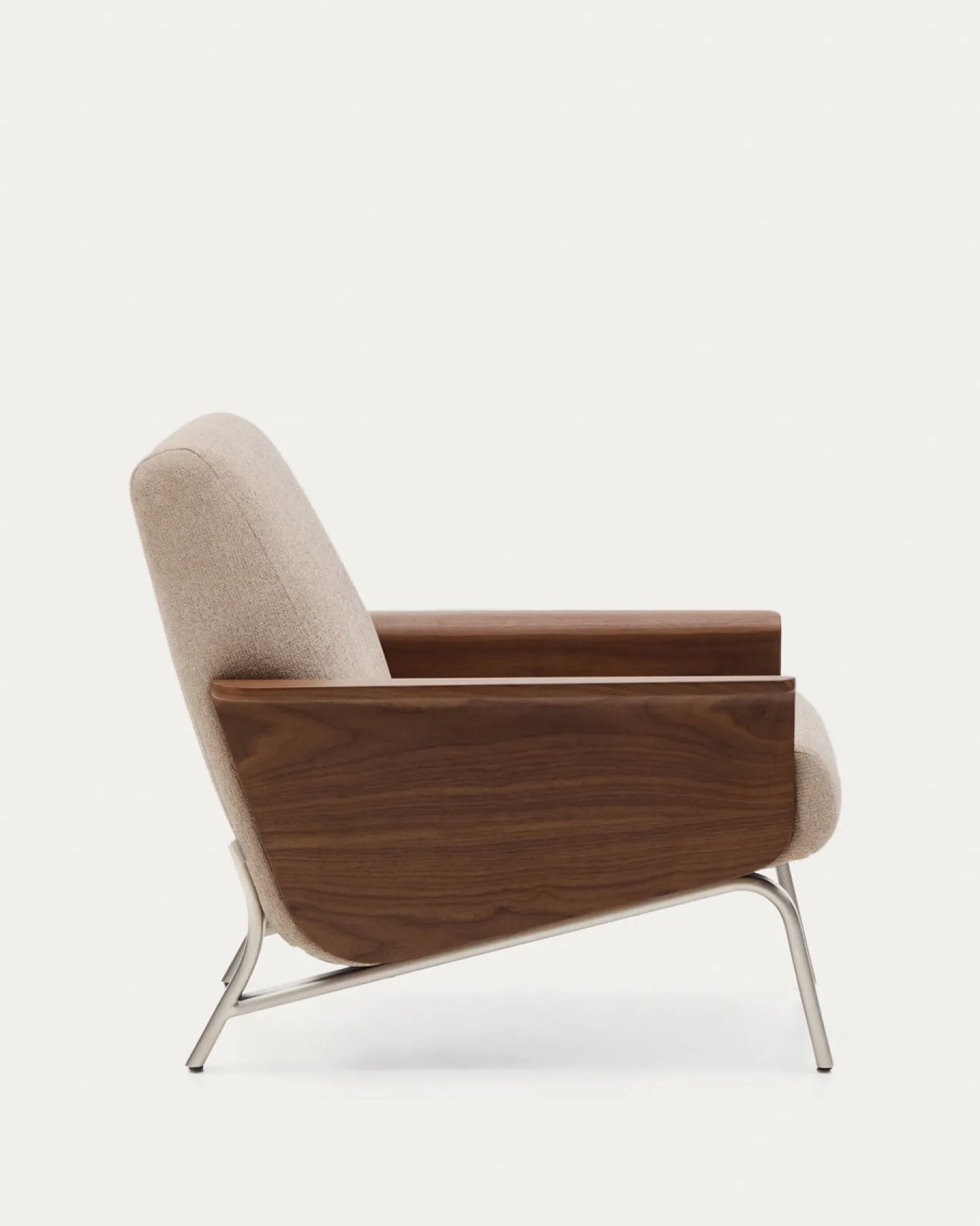 Kave Home Fauteuil Amsen Lichtbruin Walnoot Multiplex