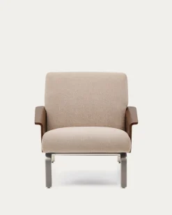 Kave Home Fauteuil Amsen Lichtbruin Walnoot Multiplex