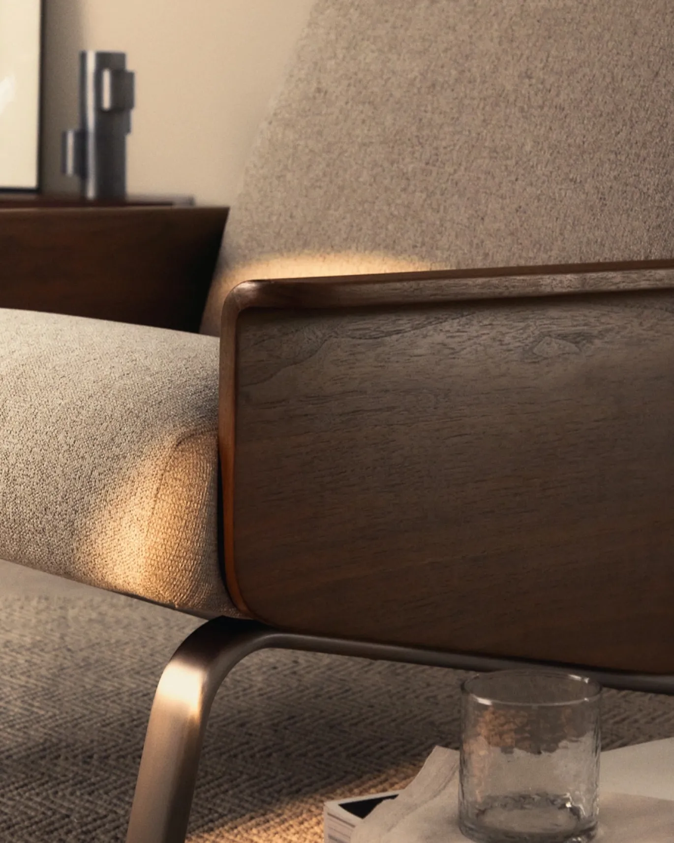 Kave Home Fauteuil Amsen Lichtbruin Walnoot Multiplex
