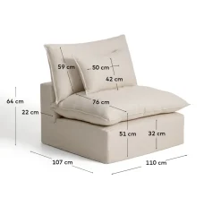 Kave Home Fauteuil Anarela Linnen Beige 110cm