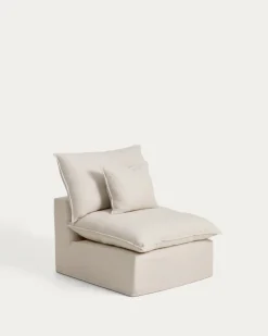 Kave Home Fauteuil Anarela Linnen Beige 90cm