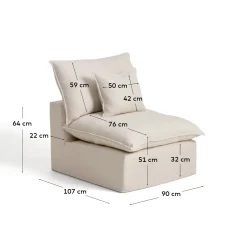 Kave Home Fauteuil Anarela Linnen Beige 90cm