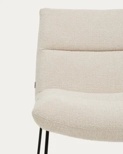 Kave Home Fauteuil Asen Chenille Beige met Zwart Staal