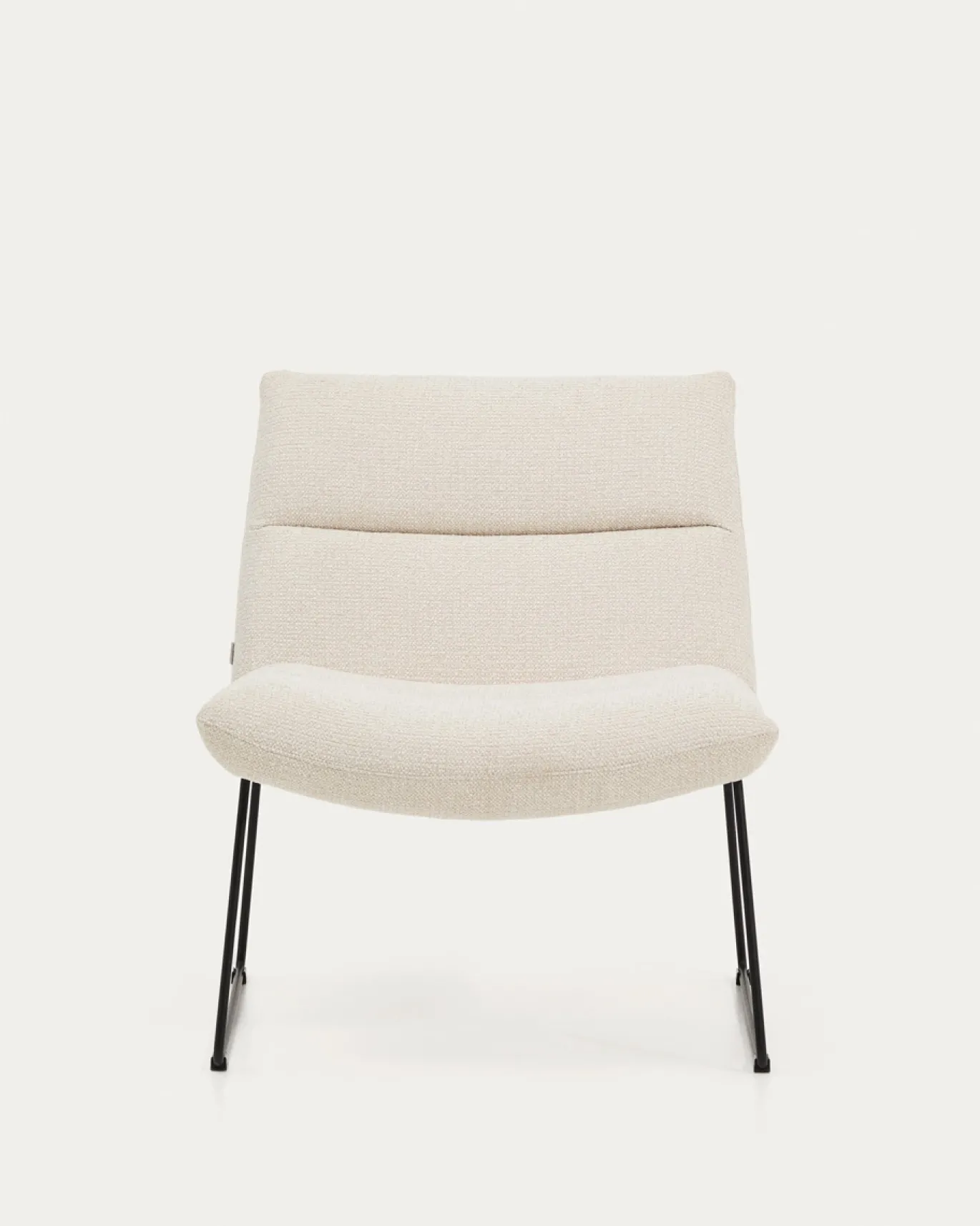 Kave Home Fauteuil Asen Chenille Beige met Zwart Staal