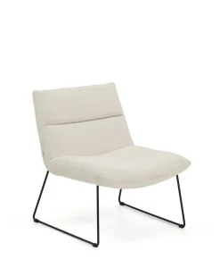 Kave Home Fauteuil Asen Chenille Beige met Zwart Staal