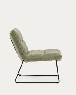 Kave Home Fauteuil Asen Chenille Groen met Zwart Staal