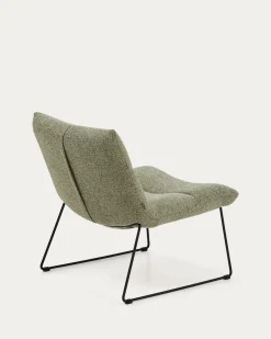Kave Home Fauteuil Asen Chenille Groen met Zwart Staal