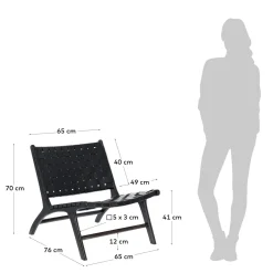 Kave Home Fauteuil Calixta Leer Zwart