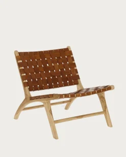 Kave Home Fauteuil Calixta Leer Bruin