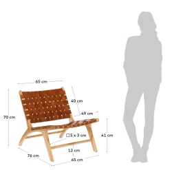 Kave Home Fauteuil Calixta Leer Bruin