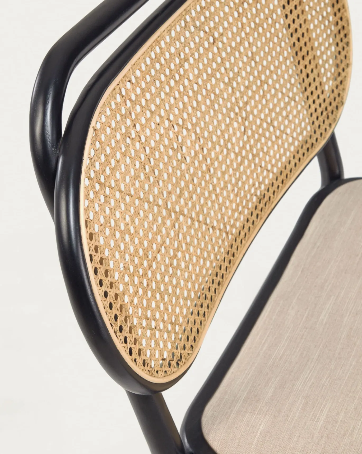 Kave Home Fauteuil Doriane Iepenhout Zwart/Naturel