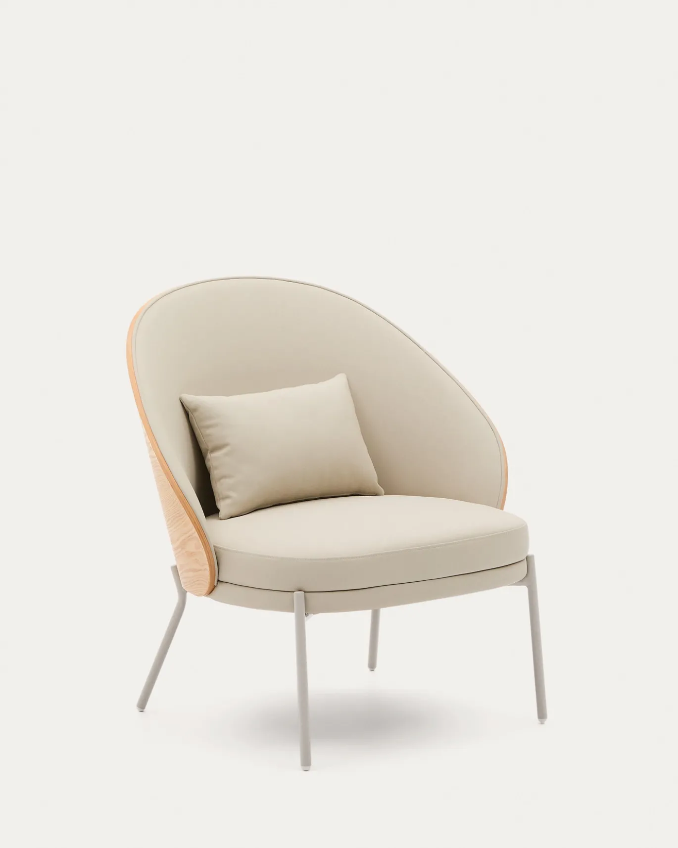 Kave Home Fauteuil Eamy Bruin Kunstleer Essenfineer Naturel