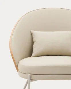 Kave Home Fauteuil Eamy Bruin Kunstleer Essenfineer Naturel