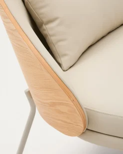 Kave Home Fauteuil Eamy Bruin Kunstleer Essenfineer Naturel