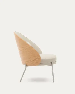 Kave Home Fauteuil Eamy Bruin Kunstleer Essenfineer Naturel