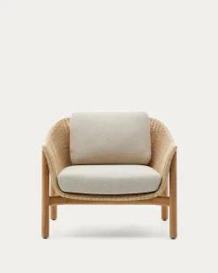 Kave Home Fauteuil Galea Teakhout en Rotan