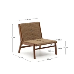 Kave Home Fauteuil Itani Acaciahout en Rotan