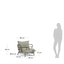Kave Home Fauteuil Mareluz Zwart Staal
