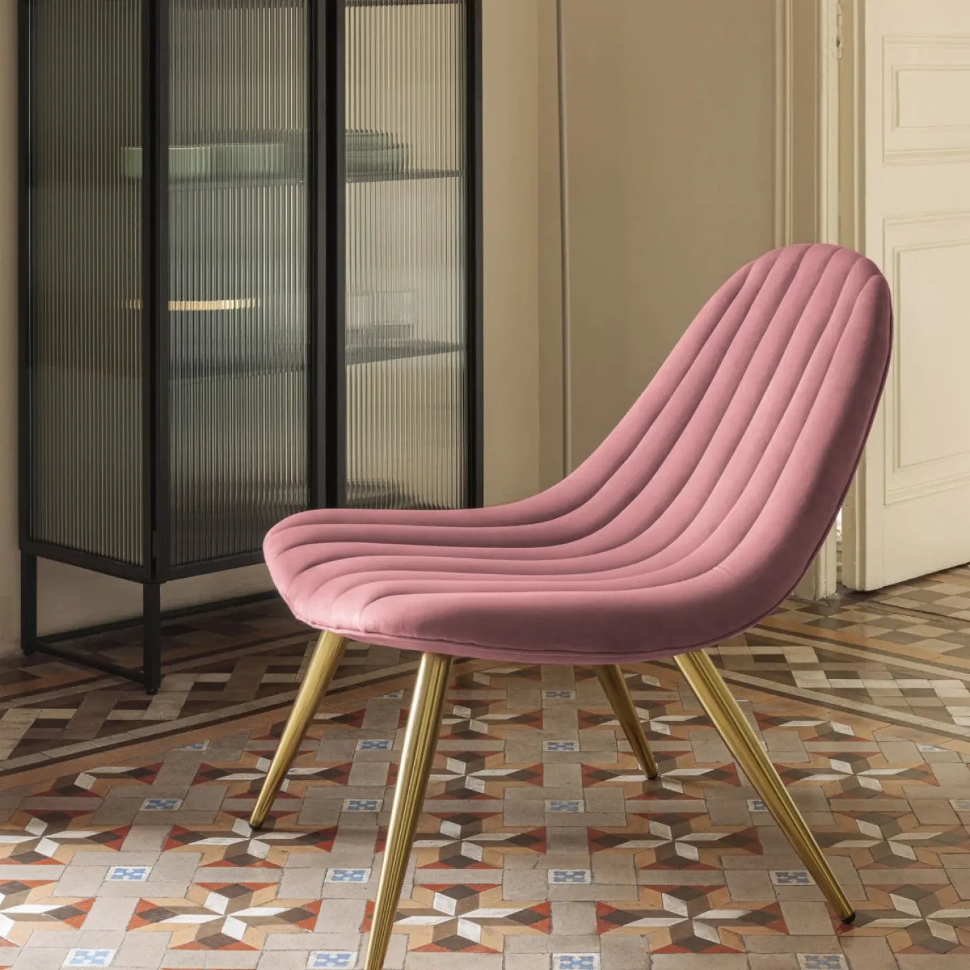 Kave Home Fauteuil Marlene Roze Fluweel