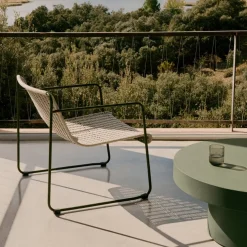 Kave Home Fauteuil Maurina Groen en Ecru/grijs Touw
