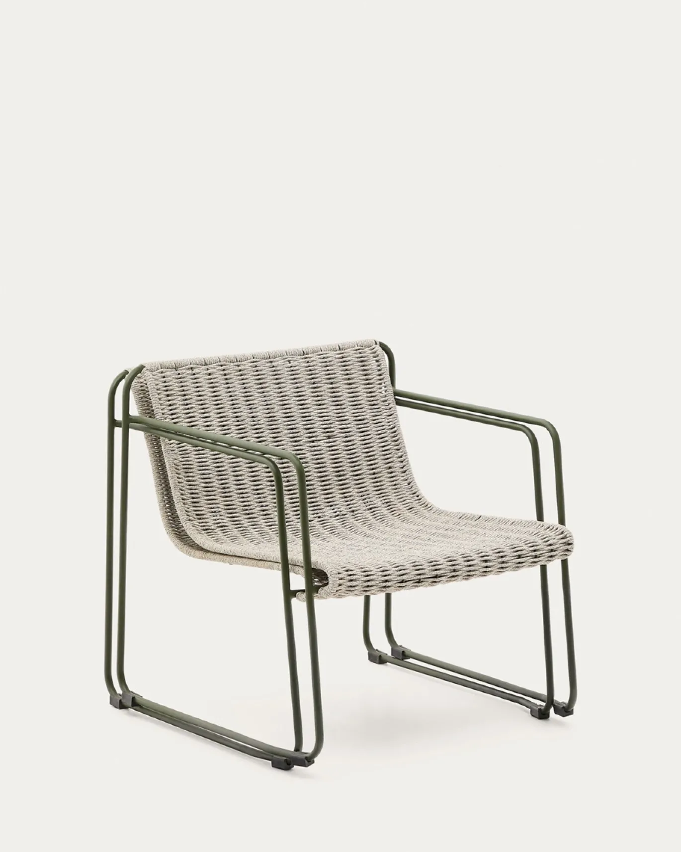Kave Home Fauteuil Maurina Groen en Ecru/grijs Touw