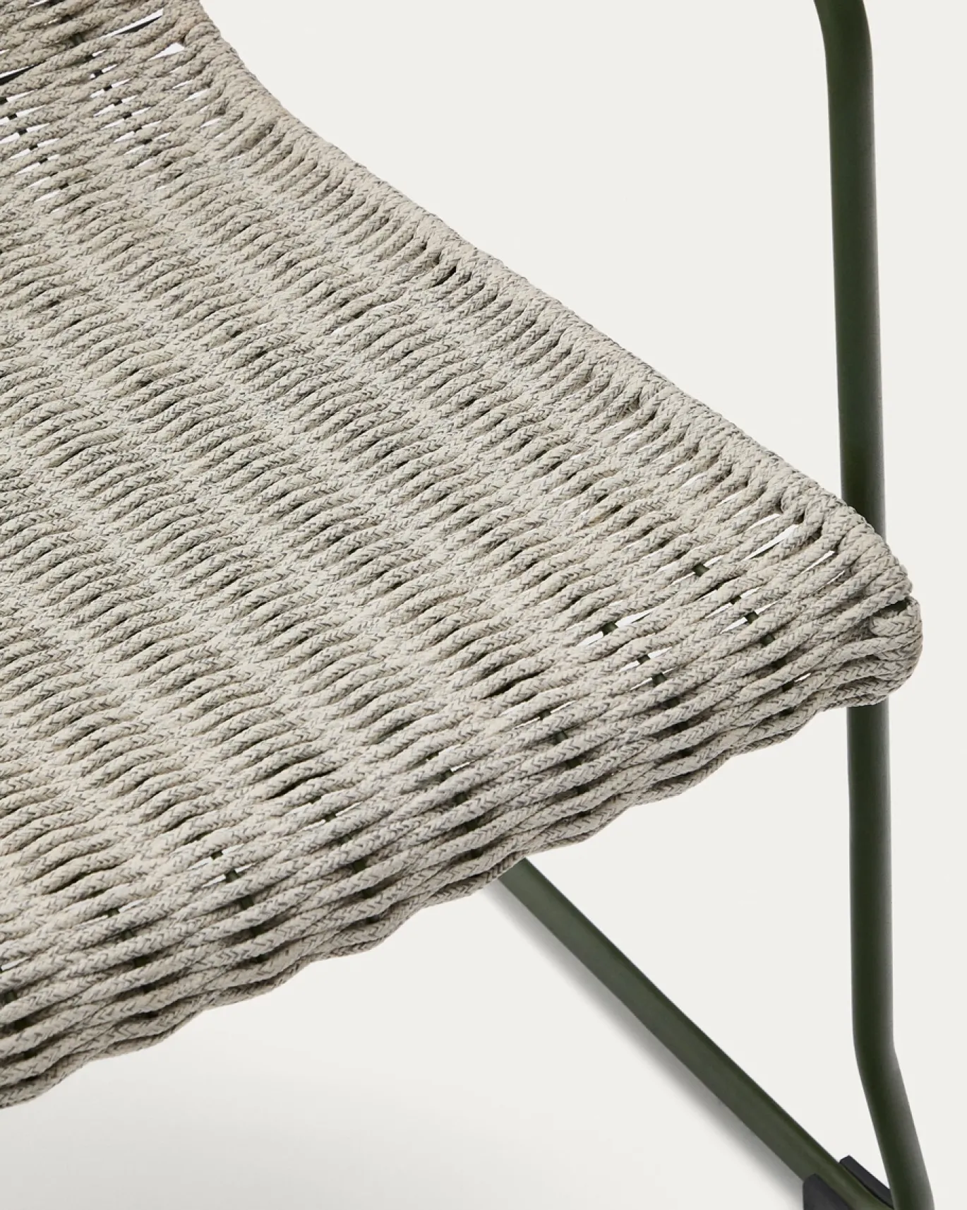 Kave Home Fauteuil Maurina Groen en Ecru/grijs Touw
