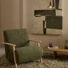 Kave Home Fauteuil Meghan Groen/Naturel Chenille En Essenhout