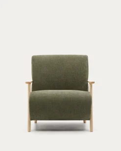 Kave Home Fauteuil Meghan Groen/Naturel Chenille En Essenhout