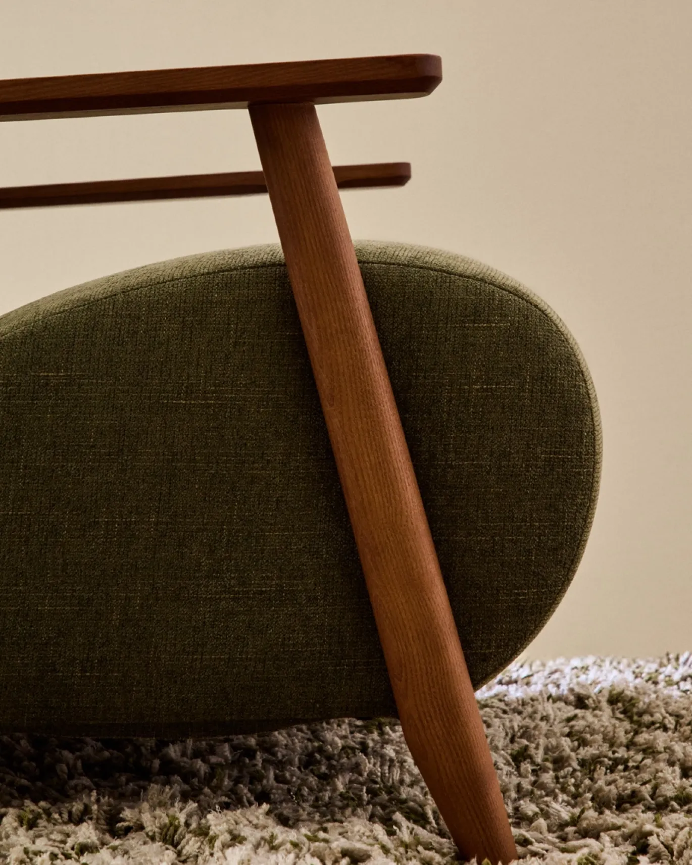 Kave Home Fauteuil Meghan Groen Chenille Essenhout