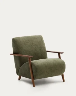 Kave Home Fauteuil Meghan Groen Chenille Essenhout