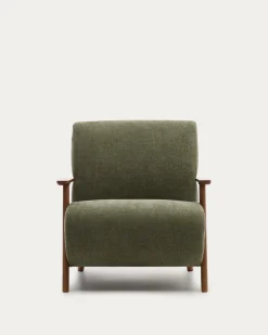 Kave Home Fauteuil Meghan Groen Chenille Essenhout