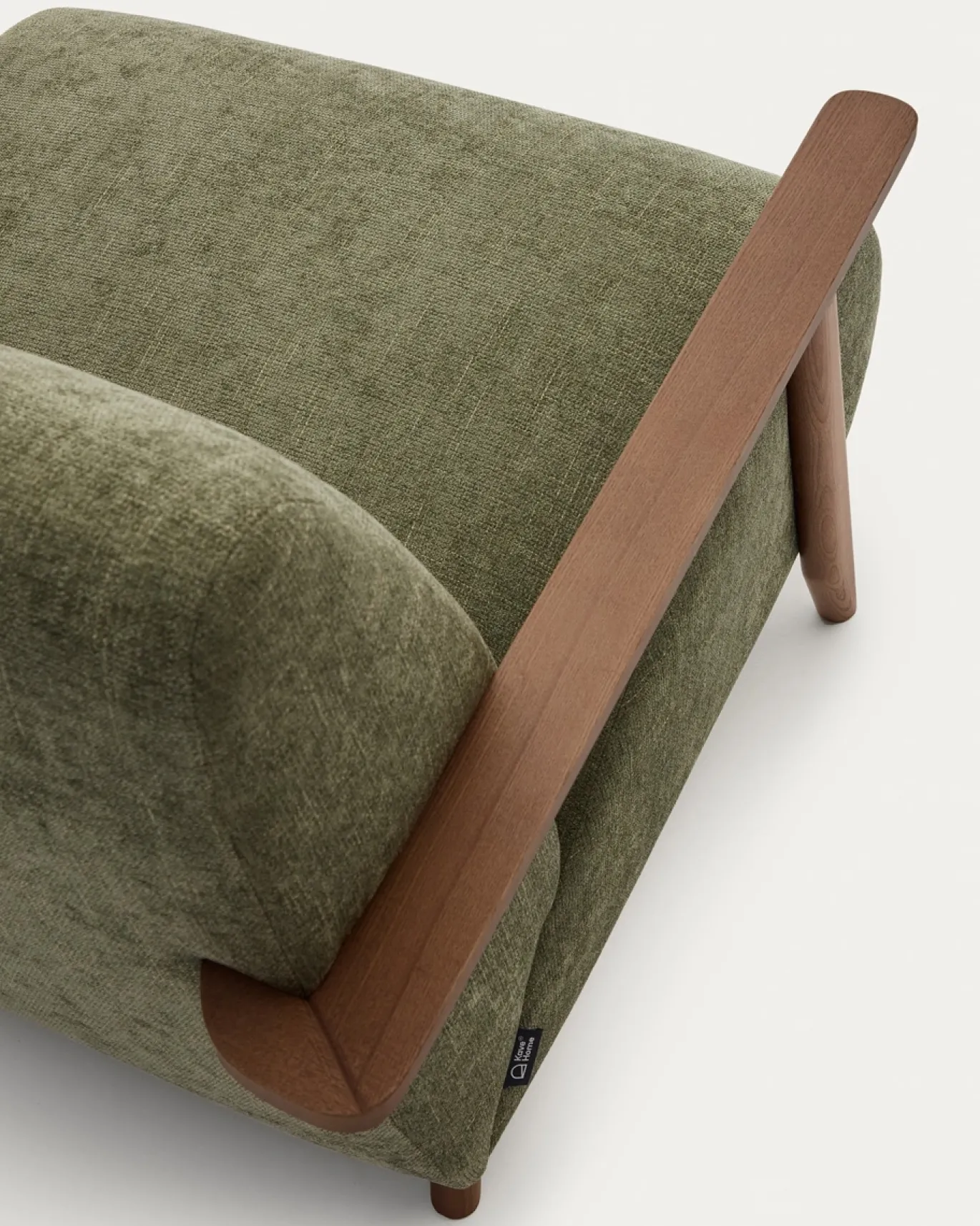 Kave Home Fauteuil Meghan Groen Chenille Essenhout
