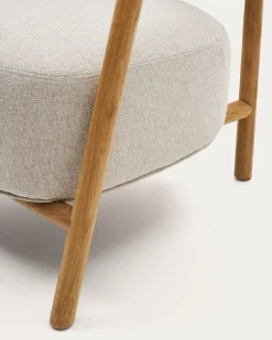 Kave Home Fauteuil Melqui Beige Massief Eikenhout Naturel