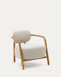 Kave Home Fauteuil Melqui Beige Massief Eikenhout Naturel