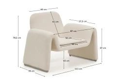 Kave Home Fauteuil Melvia Beige Chenille