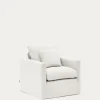 Kave Home Fauteuil Nora Kussen Ecru Linnen en Katoen 92cm